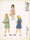 McCall 7125: 1940s Cute Uncut Girls Jumper Dress Sz 8 Vintage Sewing Pattern