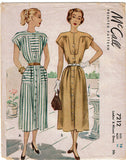 1940s Vintage McCall Sewing Pattern 7212 Misses Street Dress Size 16 34 Bust