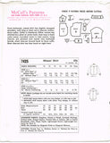 McCall's 7425: 1960s Cute Misses Boyfriend Blouse Sz 31 B Vintage Sewing Pattern