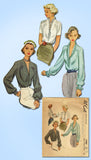 1940s Vintage McCall Sewing Pattern 7707 Misses Ruffled Blouse Size 18 36B