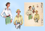 McCall 7768: 1940s Glamorous Misses Blouse Size 32 Bust Vintage Sewing Pattern