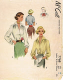 McCall 7768: 1940s Glamorous Misses Blouse Size 32 Bust Vintage Sewing Pattern