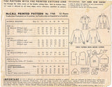 McCall 7768: 1940s Glamorous Misses Blouse Size 32 Bust Vintage Sewing Pattern