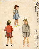 McCall 7807: 1940s Uncut Toddler Girls Suit Size 4 Vintage Sewing Pattern - Vintage4me2
