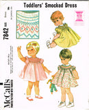 1960s Vintage McCalls Sewing Pattern 7842 Uncut Baby Girls Smocked Dress Size 6 mos