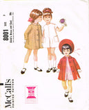 1960s Vintage McCall's Sewing Pattern 8001 Uncut Toddler Girls Dress and Coat Size 3