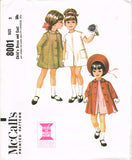1960s Vintage McCall's Sewing Pattern 8001 Uncut Toddler Girls Dress and Coat Size 5