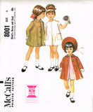 1960s Vintage McCall's Sewing Pattern 8001 Uncut Toddler Girls Dress and Coat Size 6