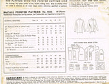 McCall 8026: 1950s Stunning Misses Fitted Coat Size 32 B Vintage Sewing Pattern