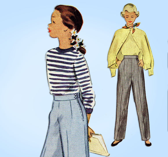 McCall 8059: 1950s Uncut Little Girls Pants or Slack Sz 8 Vintage Sewing Pattern - Vintage4me2