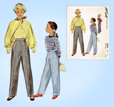 McCall 8059: 1950s Uncut Little Girls Pants or Slack Sz 8 Vintage Sewing Pattern - Vintage4me2