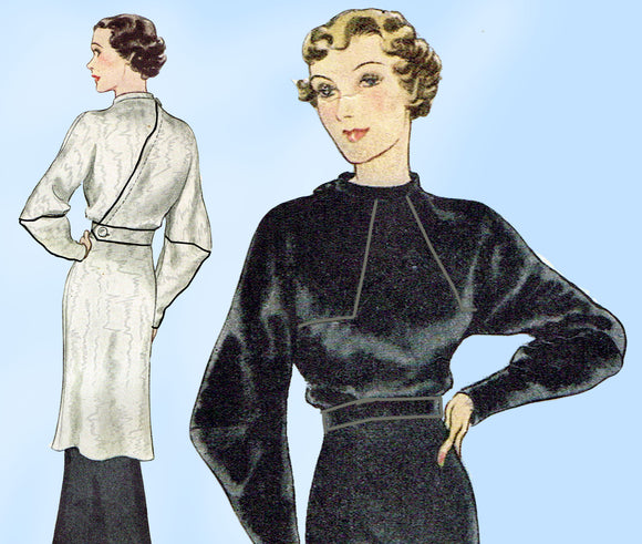 McCall 8074: 1930s Tunic Dress w Batwing Sleeves Size 40B Vintage Sewing Pattern - Vintage4me2