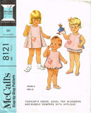 1960s Vintage McCalls Sewing Pattern 8121 Toddler Girls Helen Lee Bubble Romper Size 6 months