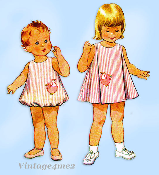 1960s Vintage McCalls Sewing Pattern 8121 Baby Girls Bubble Romper 6m ...