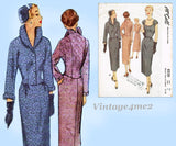 McCall 8220: 1950s Stylish Misses Dress & Jacket Sz 32 B Vintage Sewing Pattern