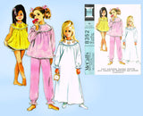 1960s Vintage McCalls Sewing Pattern 8352 Uncut Toddler Girls Nightgown & Pjs Sz 6
