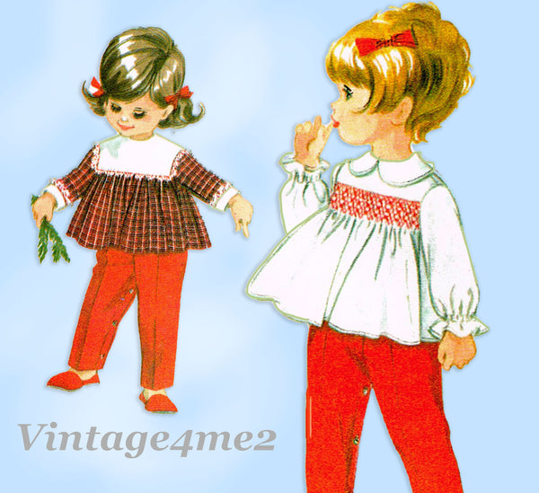 McCall 8473: 1960s Uncut Baby Helen Lee Smocked Top Sz 1 Vintage Sewing Pattern