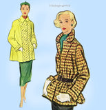 McCall 8646: 1950s High Fashion Misses Coat Size 32 Bust Vintage Sewing Pattern