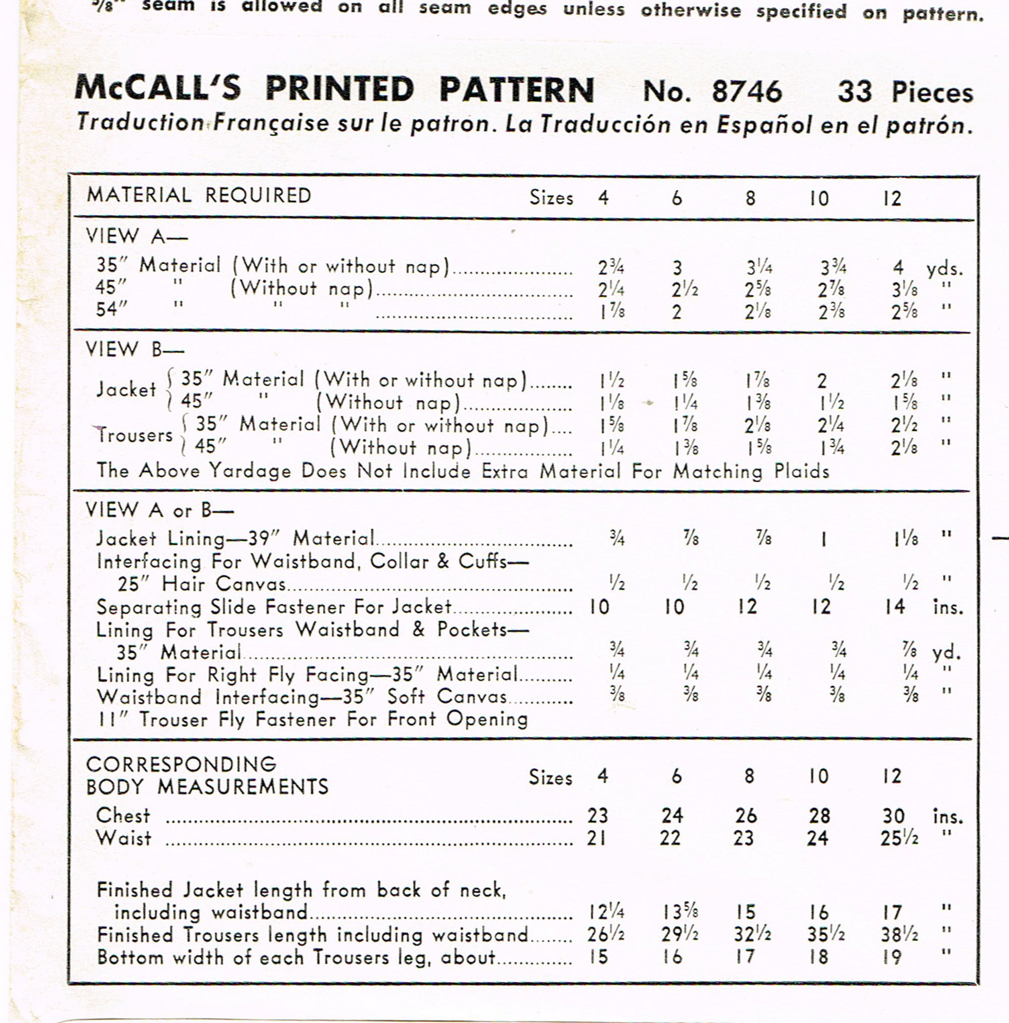 Pattern 8746 McCall's 8746: 1950s Toddler Boys Suit Size 6 Vintage Sewing Pattern ...