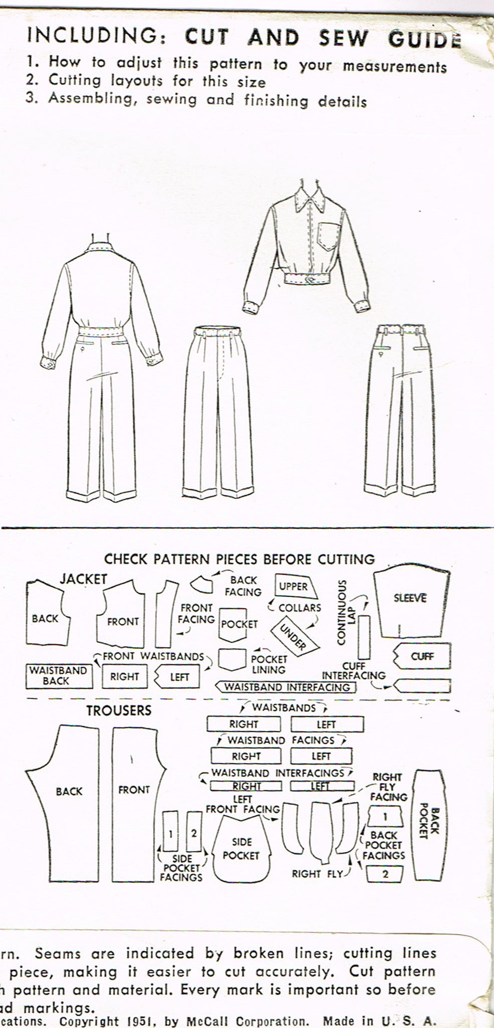 Pattern 8746 McCall's 8746: 1950s Toddler Boys Suit w Battle Jacket Sz4 Vintage Sew ...