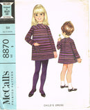 1960s Vintage McCall's Sewing Pattern 8870 Toddler Girls High Yoke Dress Size 5 - Vintage4me2
