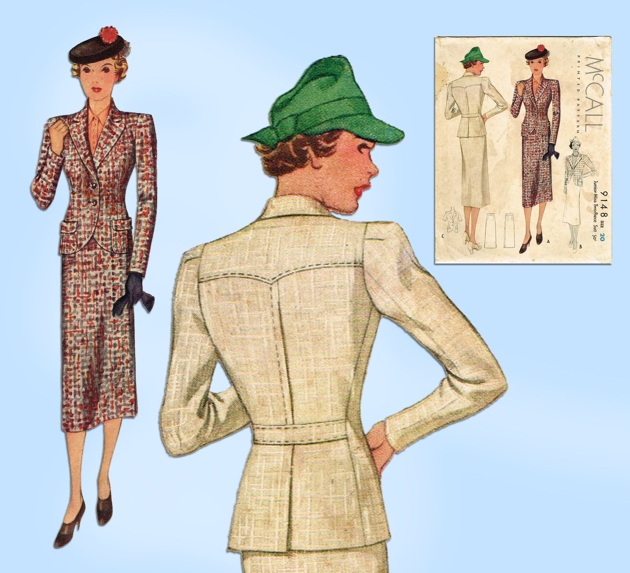 McCall 9148: 1930s Uncut Misses Suit Sz 38 Bust Vintage Sewing Pattern –  Vintage4me2
