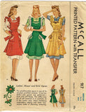 McCall 917: 1940s Cute Misses WWII Pinafore Apron Size 32-34 Bust Sewing Pattern