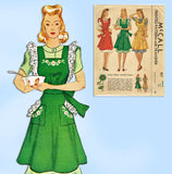 McCall 917: 1940s Cute Misses WWII Pinafore Apron Size 32-34 Bust Sewing Pattern