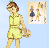 McCall's Pattern 9318: 1950s Little Girls Playsuit & Skirt Sz 10 Vintage Sewing Pattern
