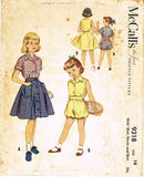 McCall's Pattern 9318: 1950s Little Girls Playsuit & Skirt Sz 10 Vintage Sewing Pattern