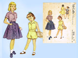 McCall's Pattern 9318: 1950s Little Girls Playsuit & Skirt Sz 10 Vintage Sewing Pattern