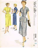 1950s Vintage McCall Sewing Pattern 9398 Misses Slender Street Dress Size 32 B
