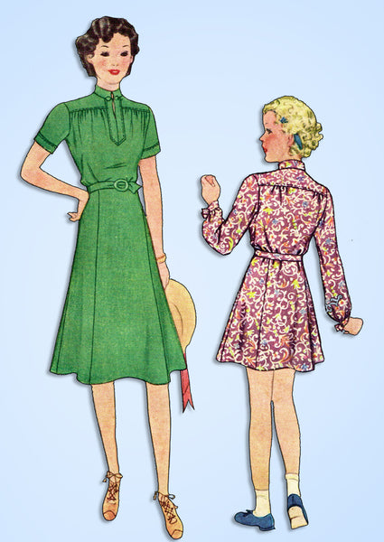 1930s Vintage McCall Sewing Pattern 9398 Charming Little Girls Dress Size 8