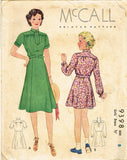 1930s Vintage McCall Sewing Pattern 9398 Charming Little Girls Dress Size 8