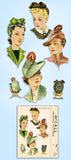 1940s Rare Vintage McCall Sewing Pattern 946 WWII Misses Hat Millinery Set 22 H