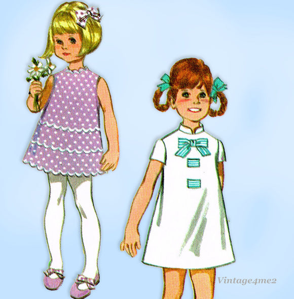 McCall 9590: 1960s Uncut Toddler Girls 6 Way Dress Size 2 Vintage Sewing Pattern