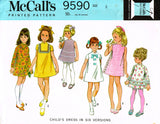 McCall 9590: 1960s Uncut Toddler Girls 6 Way Dress Size 2 Vintage Sewing Pattern