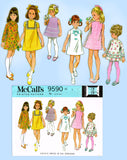 McCall 9590: 1960s Uncut Toddler Girls 6 Way Dress Size 2 Vintage Sewing Pattern