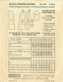 McCall Pattern 9621: 1930s Misses Long Lean Coat Sz 34 B Vintage Sewing Pattern