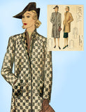 McCall Pattern 9621: 1930s Misses Long Lean Coat Sz 34 B Vintage Sewing Pattern - Vintage4me2