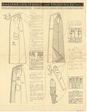 McCall Pattern 9621: 1930s Misses Long Lean Coat Sz 34 B Vintage Sewing Pattern