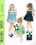McCall 9653: 1960s Uncut Baby Girls Pleated Dress Size 2 Vintage Sewing Pattern