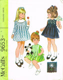 McCall 9653: 1960s Uncut Toddler Girls Pleated Dress Size 4 Vintage Sewing Pattern