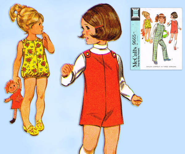 McCall 9665: 1960s Uncut Toddler Girls Romper Size 3 Vintage Sewing Pattern