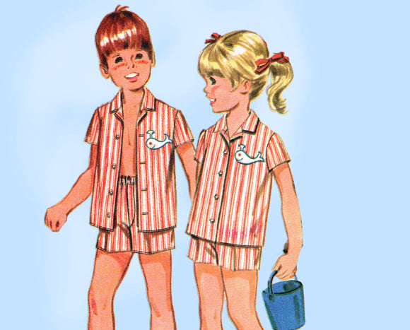 1960s Vintage McCalls Sewing Pattern 9691 Uncut Unisex Toddler Play Clothes Sz 6x