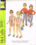 1960s Vintage McCalls Sewing Pattern 9691 Uncut Unisex Toddler Play Clothes Sz 6