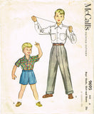 1950s Vintage McCall Sewing Pattern 9695 Uncut Toddler Boys Shirt & Pants Size 6