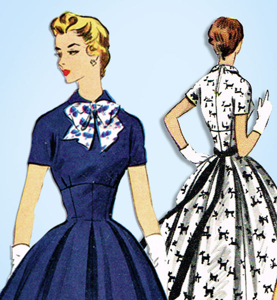 1950s Original Vintage McCalls Sewing Pattern 9698 Misses Empire Waist  Dress 30B