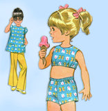 1960s Vintage McCalls Sewing Pattern 9730 Uncut Toddler Girls Play Clothes Sz 5