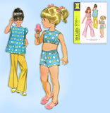 1960s Vintage McCalls Sewing Pattern 9730 Uncut Toddler Girls Play Clothes Sz 5